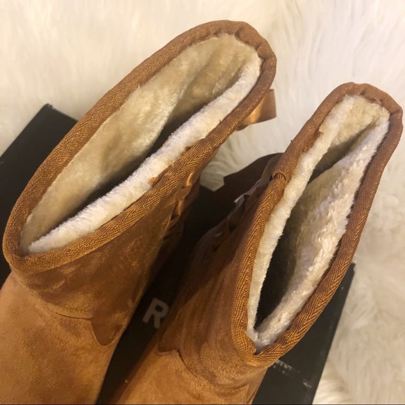 Torrid Faux suede back lace up bow fur bootie - Picture 6 of 7